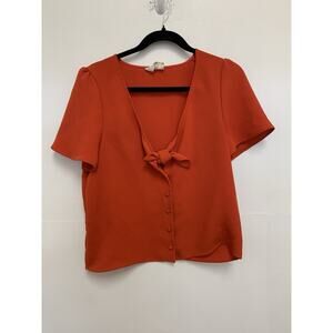 Sézane | Eloine Blouse Garden Red Floral Tie Front | Sz 38